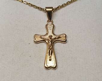 Nostalgischer Goldanhänger Kreuzanhänger Anhänger - ohne Kette - Kreuz Jesus Inri Gold 333 Vintage elegant GAN149