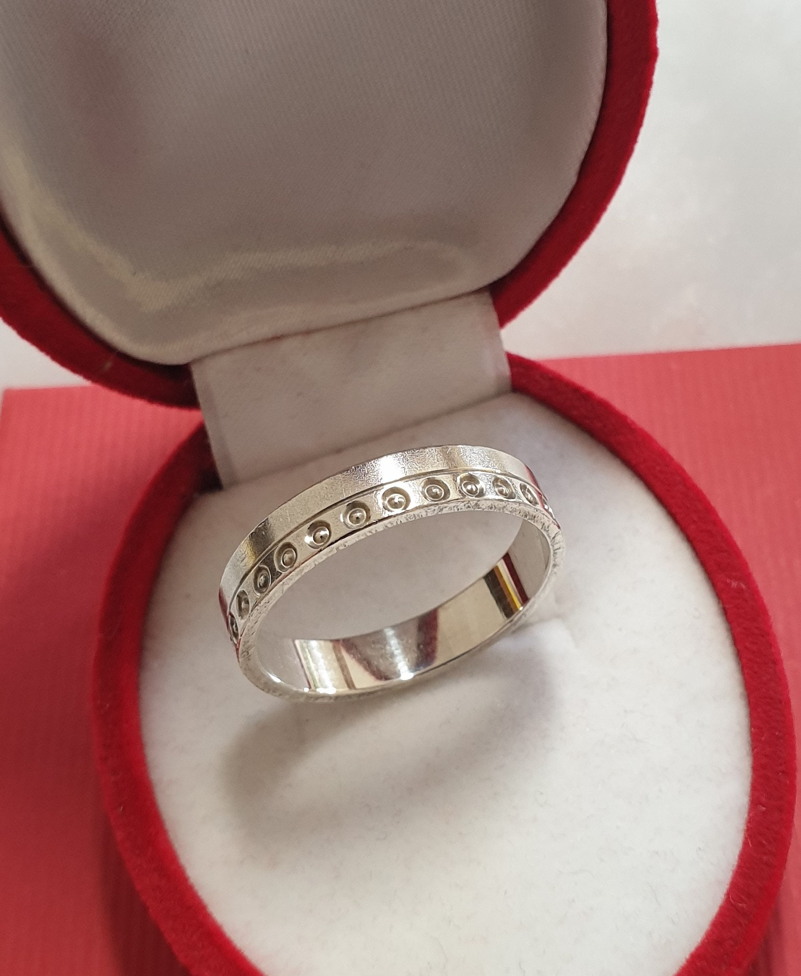 21.9 Mm Nostalgic Ring Silver 925 Dots Design Vintage SR579