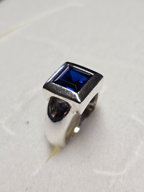18,2 mm Silberring Ring Silber 925 Kristall blau … - image 3