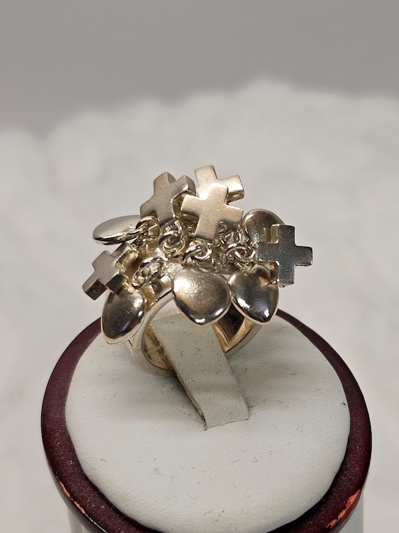 16,3 mm Ring Silber 925 Charms Herz & Kreuz edel a