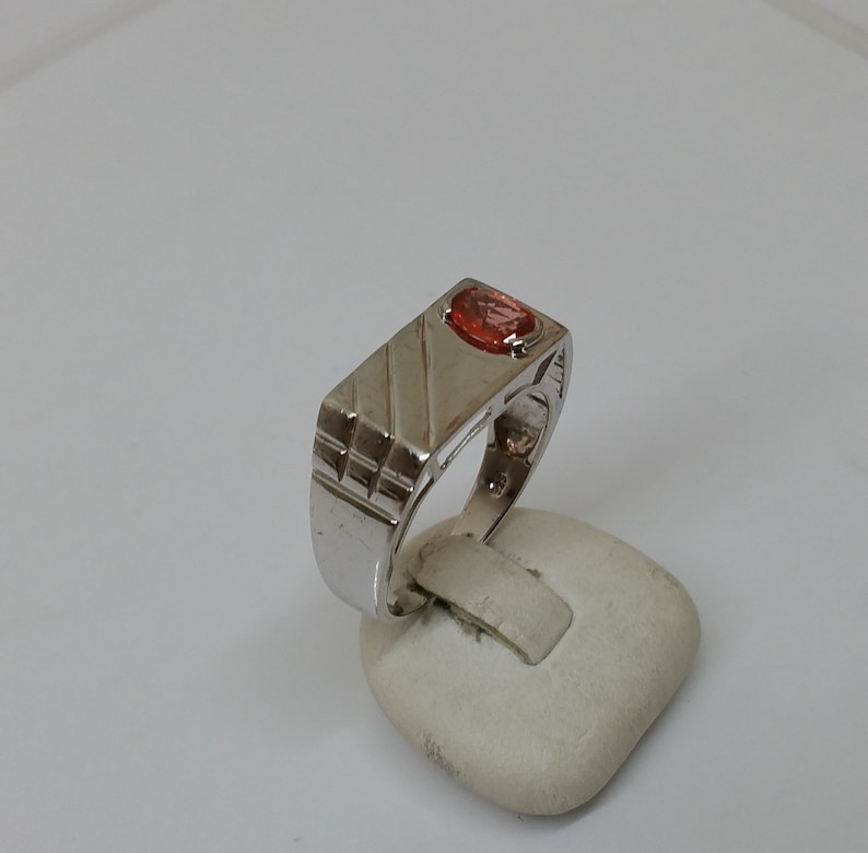 20 mm Ring Seal Ring Silver 925 Mandarin Granate Spessartin Vintage Noble SR742