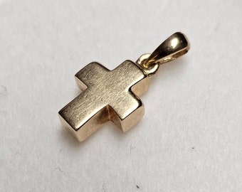 Nostalgischer kleiner Anhänger Kreuz Kreuzanhänger ohne Kette Gold 585 massiv Vintage elegant GAN168