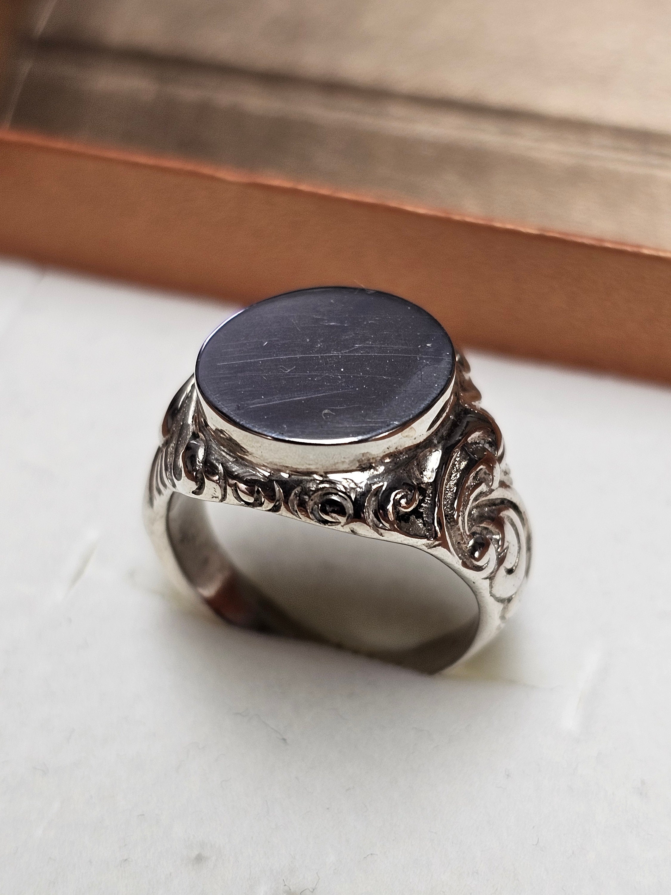18.3 Mm Nostalgic Ring Signet Ring 835 Silver Elaborate 18.3 Mm Nostalgic Ring Signet Ring 835 Silver Elaborate