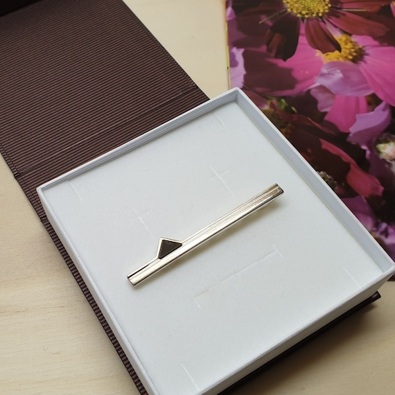 Tie Clamp Clamp Tie Pin Silver 925 Triangle Onyx B