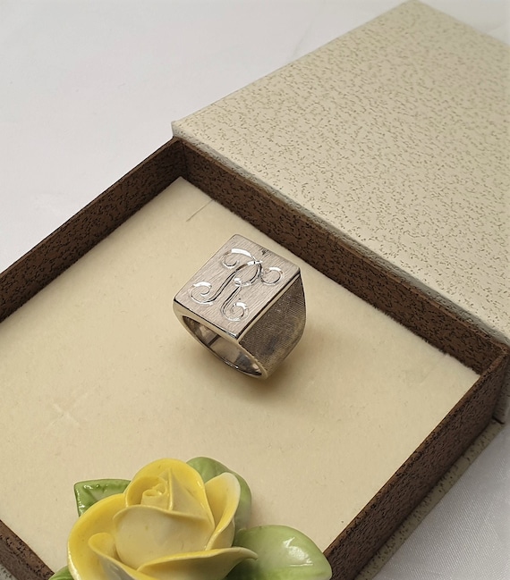 18,3 mm Eleganter Ring Siegelring Silber Buchstab… - image 1