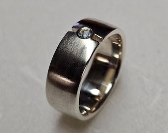 19,1 mm Anillo de plata elegante plata 925 piedras de cristal azul azul claro pequeño vintage noble SR1351