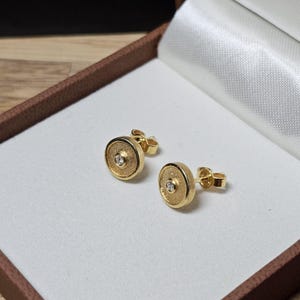 Ohrringe Ohrstecker Gold 585 matt kleinste Diamantsteinchen Design Vintage elegant OR215