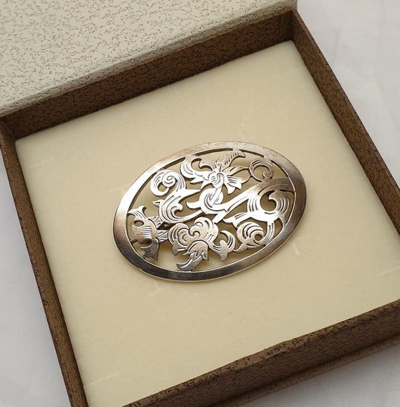 希少 Vintage   425 Brooch 925 Vintage MASJ Signed Pewter, Silver Plated, Vintage Brooch - Etsy