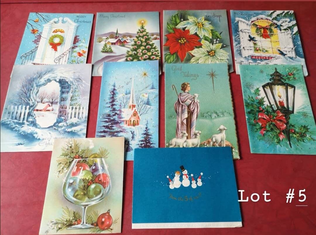 Vintage Christmas Cards Blue Grey Color Scheme 5 Lots - Etsy Canada