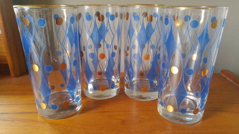 Vintage Libbey Tumbler Drinking Glasses Diamond Pattern
