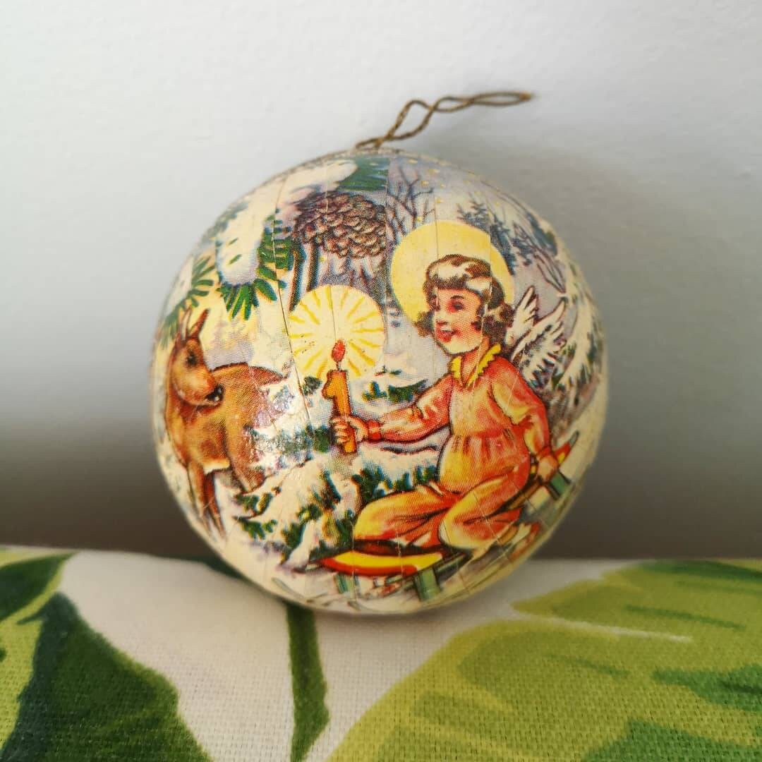 West German Christmas Ornament Box Paper Mache Opens for | Etsy