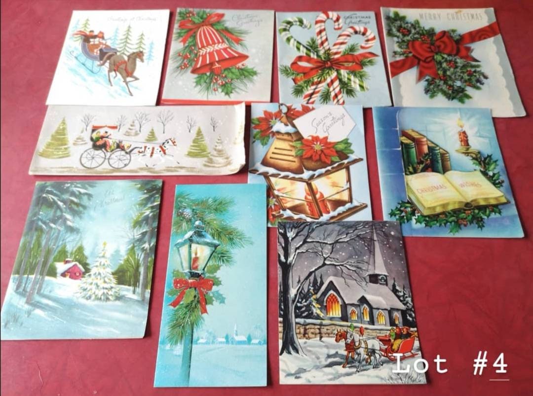 Vintage Christmas Cards Blue Grey Color Scheme 5 Lots | Etsy Canada