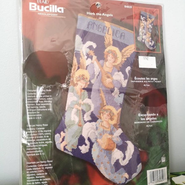 Bucilla angel Christmas stocking needlepoint , rare pattern