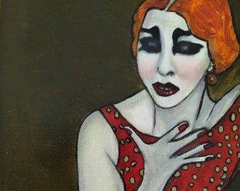 Oil painting. Original and unique. Portrait of a woman singing. Andalusia. Flamenco. Culture.