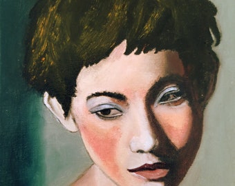 Peinture à l'huile. Original et unique. Portrait de fille moderne.