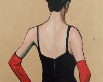 Oil painting. Original and unique. Portrait of a woman on her back