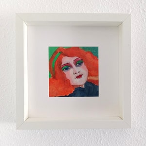 Oil painting. Original and unique. Woman with long orange hair. Framed.