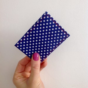 Blue Polka Dot Fabric Oyster Card Case // Card Holder