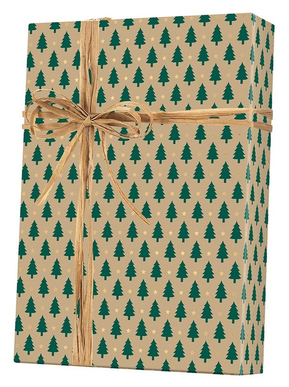 Little Trees Holiday Gift Wrap | Christmas Wrapping Paper | Kraft Holiday  Wrap | Kraft Wrapping Paper | Gift Wrap | Heavy Duty Paper