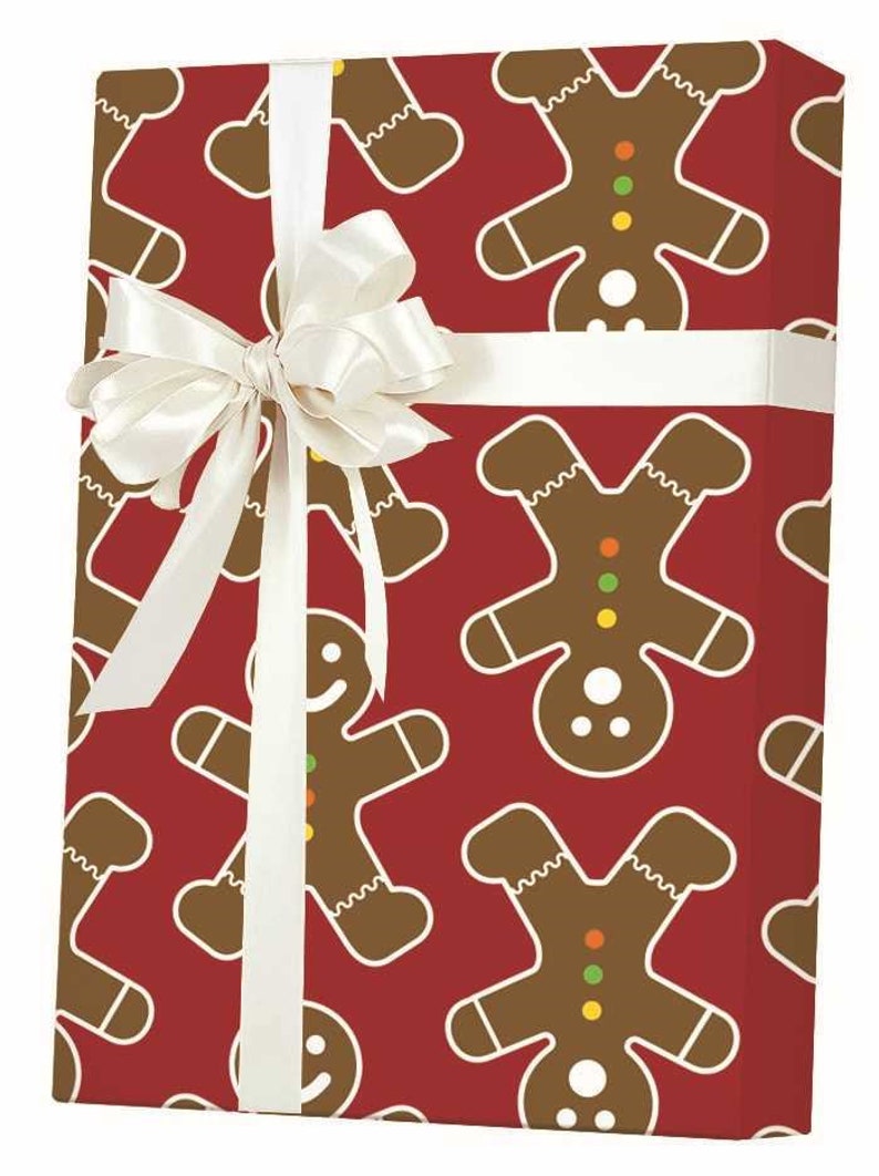 Gingerbread Men Christmas Gift Wrap / Christmas Wrapping Paper Etsy