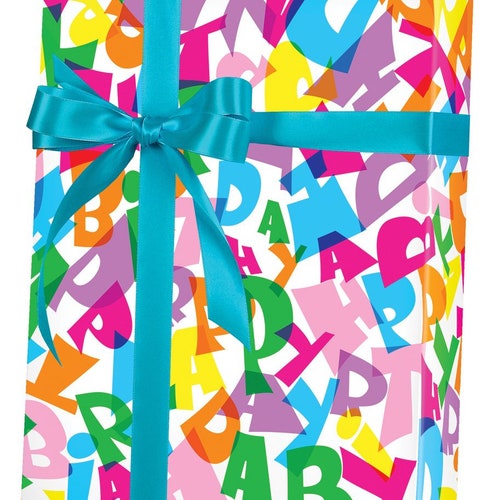Happy Birthday Gift Wrap | Birthday Wrapping Paper | Everyday Wrapping Paper | Fun Wrapping Paper | Gift Wrap Rolls | Heavy Duty Paper