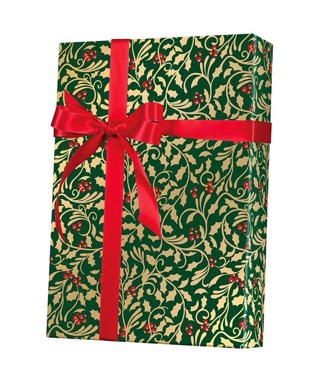 Elegant Holly Foil Christmas Gift Wrap 1/2 Ream 417 ft x 30 in