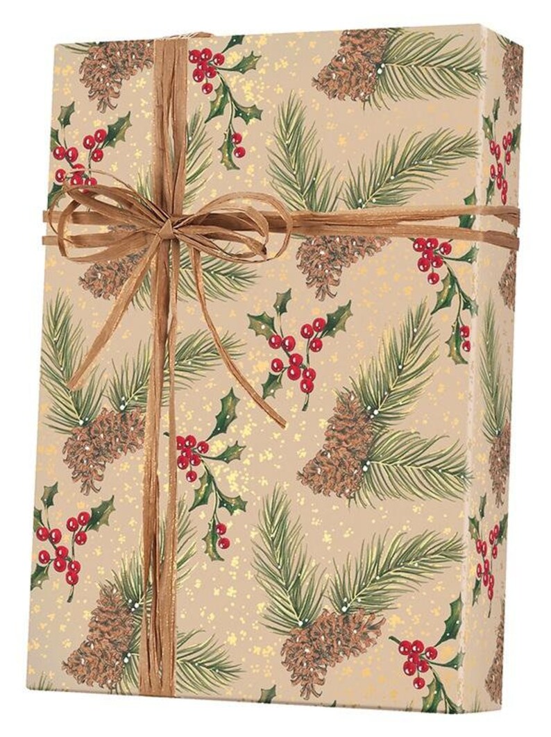 Pine Kraft Gift Wrap Christmas Wrapping Paper Kraft Etsy