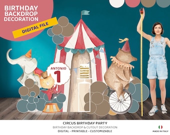 Printable Circus Party Backdrop | Circus Birthday Décor| DIY Circus Décor |Circus Party Cutout | Circus Party Décor | Circus Themed Birthday
