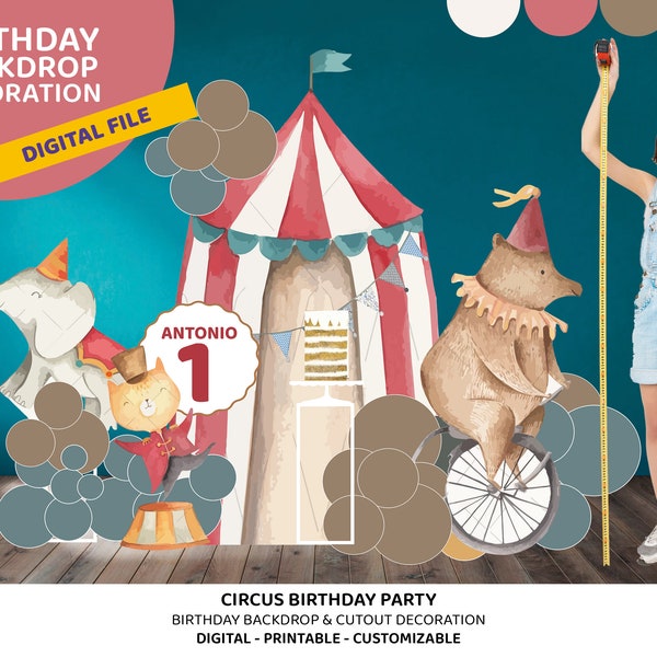 Printable Circus Party Backdrop | Circus Birthday Décor| DIY Circus Décor |Circus Party Cutout | Circus Party Décor | Circus Themed Birthday