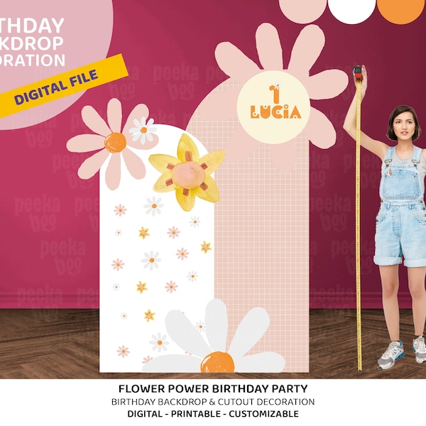 Printable Birthday Backdrop | Groovy Birthday Cutout | Two Groovy | Cardboard Cutout | Hippie Custom Backdrop | Boho Party Decor