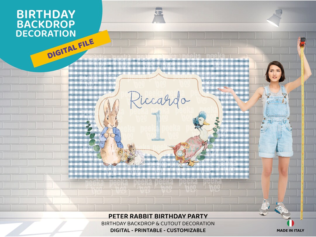 Printable Peter Rabbit Inspired Party Backdrop One Birthday Party Décor