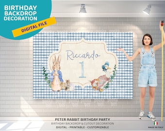 Peter Rabbit Printable Banner Backdrop 60x40, Peter Rabbit Personalized Birthday Baby Shower ...
