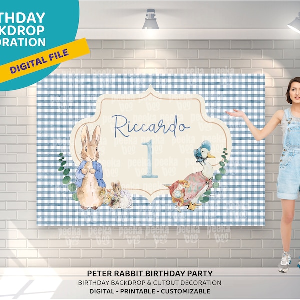 Printable Peter Rabbit inspired Party Backdrop | One Birthday Party Décor | Custom Party Background | Peter Rabbit Party Décor| 1st birthday