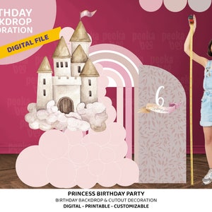 Printable Princess Party Backdrop | Princess Party Cutout | Girl Birthday Backdrop | Princess Birthday Décor | Castle Cardboard Cutout