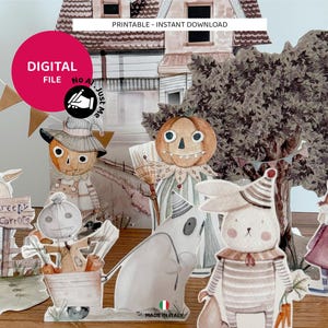 Printable Halloween Game Set | Digital Download | Hand-Drawn Halloween Figures for Kids Activities, Classroom & Party Decor