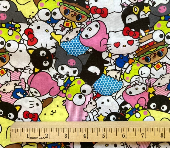 Hello Kitty FRIENDS Sanrio Cotton Fabric Half Yard 