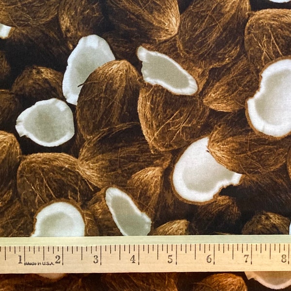 Coconut, Realistic Print, 2009 Farmer's Market, 100% Cotton Fabric ~ Half Yard