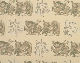 100% Cotton Fabric “Where the WILD THINGS Are” ~ Pink or Brown Background