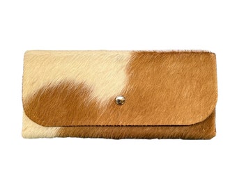 Tan And White Cowhide Wallet, Women's  Cowhide Wallet