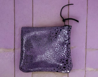 Purple Leather Change purse, Purple Credit Card Holder