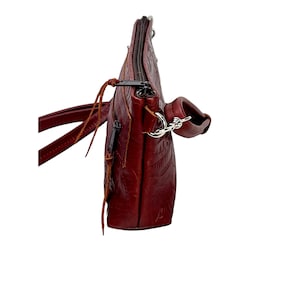 burgundy leather cross body bag, leather cross body image 5