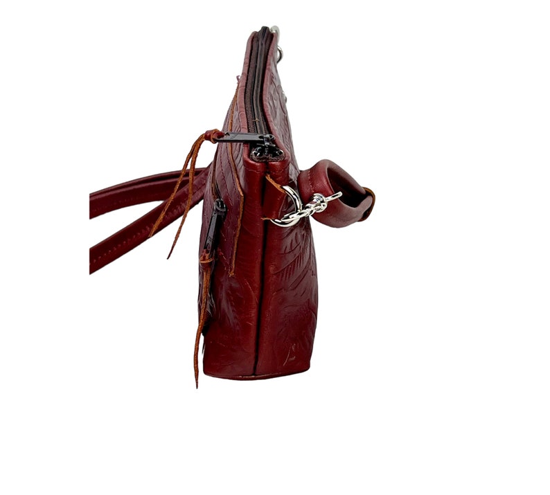 burgundy leather cross body bag, leather cross body image 5