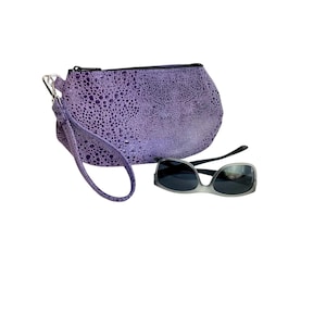 Purple Leather Pouch, Purple Round Evening Clutch