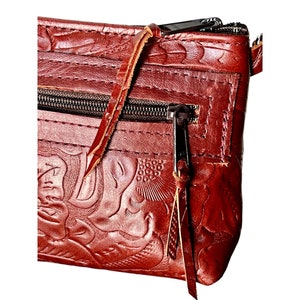 burgundy leather cross body bag, leather cross body image 4