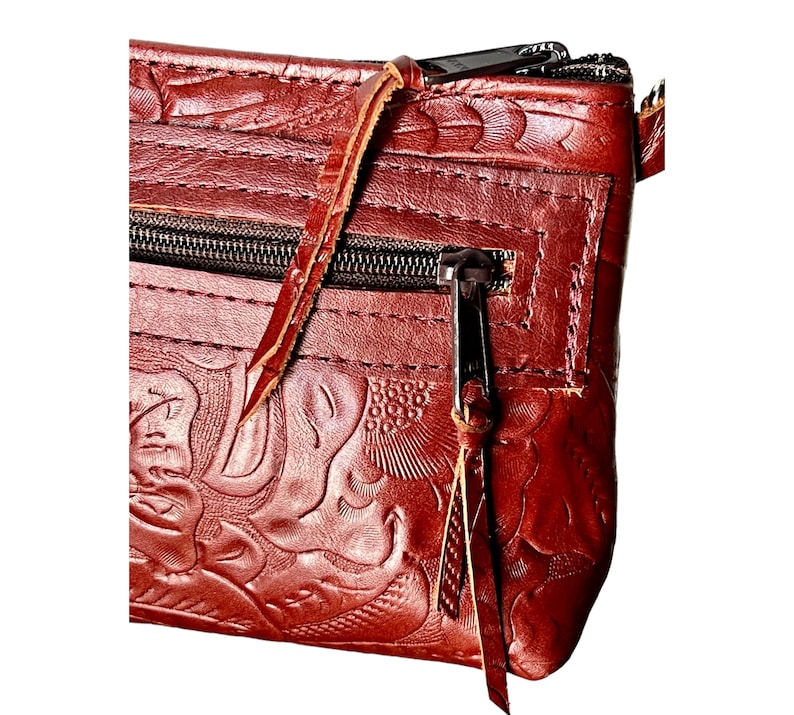 burgundy leather cross body bag, leather cross body image 4