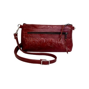 burgundy leather cross body bag, leather cross body image 2