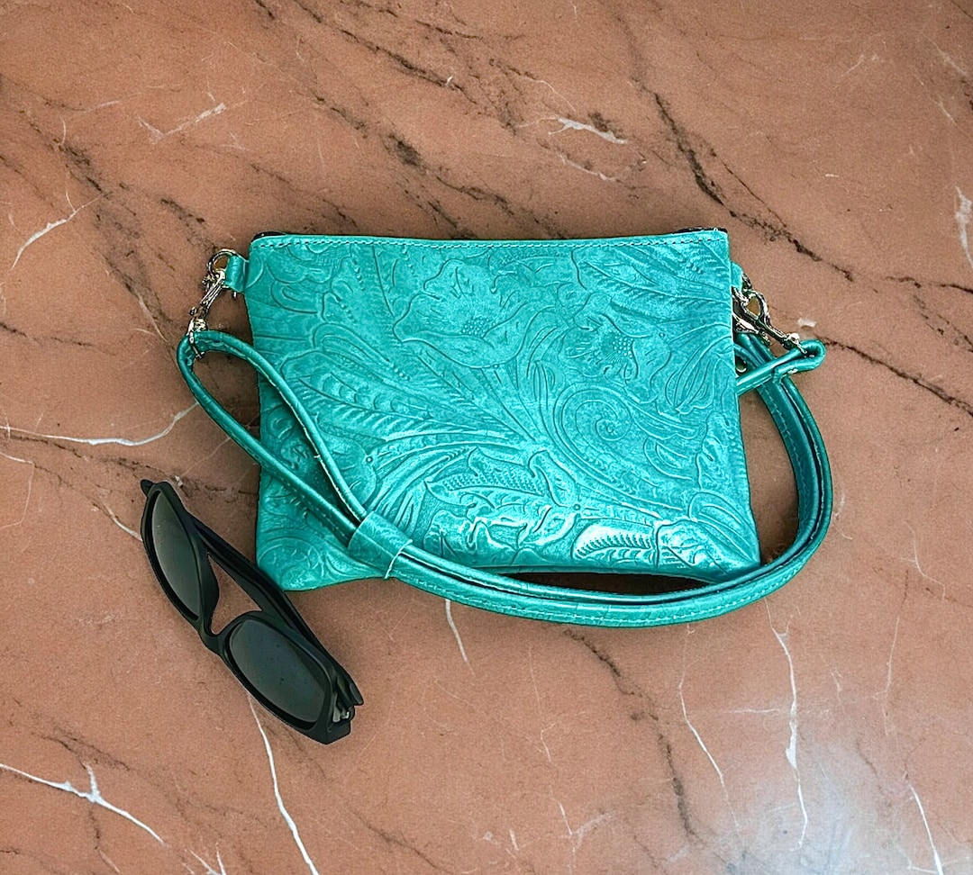 Light Turquoise Lux Crossbody Wristlet