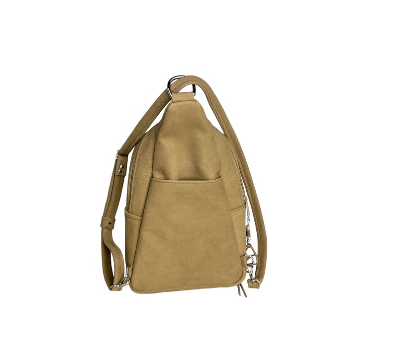 Cowhide Backpack, Tan Leather Large Sling Bag zdjęcie 6