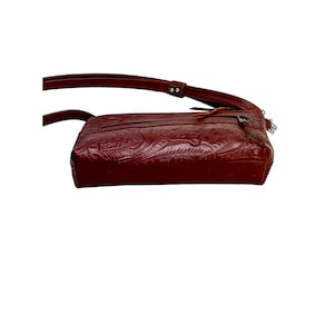 burgundy leather cross body bag, leather cross body image 6