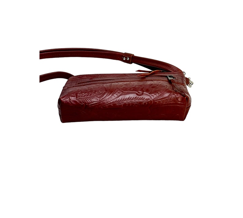 burgundy leather cross body bag, leather cross body image 6